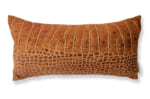 スペイン製 起毛スエード調 クロコダイル柄クッション ライトブラウン 50×25cm 中材付