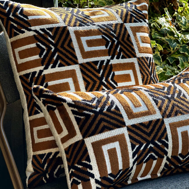 The Kenya ケニア ジャガードベルベット×ブークレ クッションカバー 50×50cm