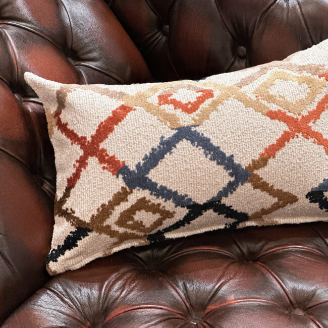 The KHEOPS ケオプス フレンチブークレ ダイヤモンド柄横長クッション 51×32cm 中材付