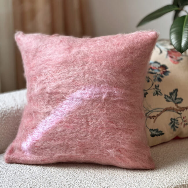 The Kid Mohair BALMUIR キッドモヘアクッションカバー ピンク 50×50cm