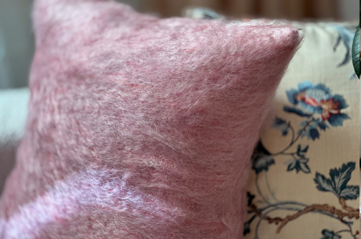 The Kid Mohair BALMUIR キッドモヘアクッションカバー ピンク 50×50cm