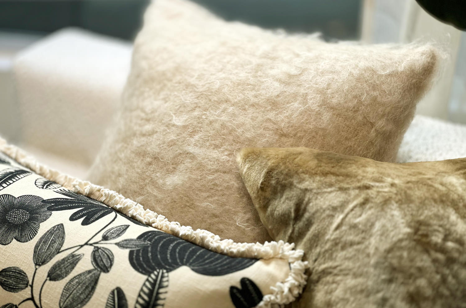 The Kid Mohair BALMUIR キッドモヘアクッションカバー (ベージュ) 50×50cm