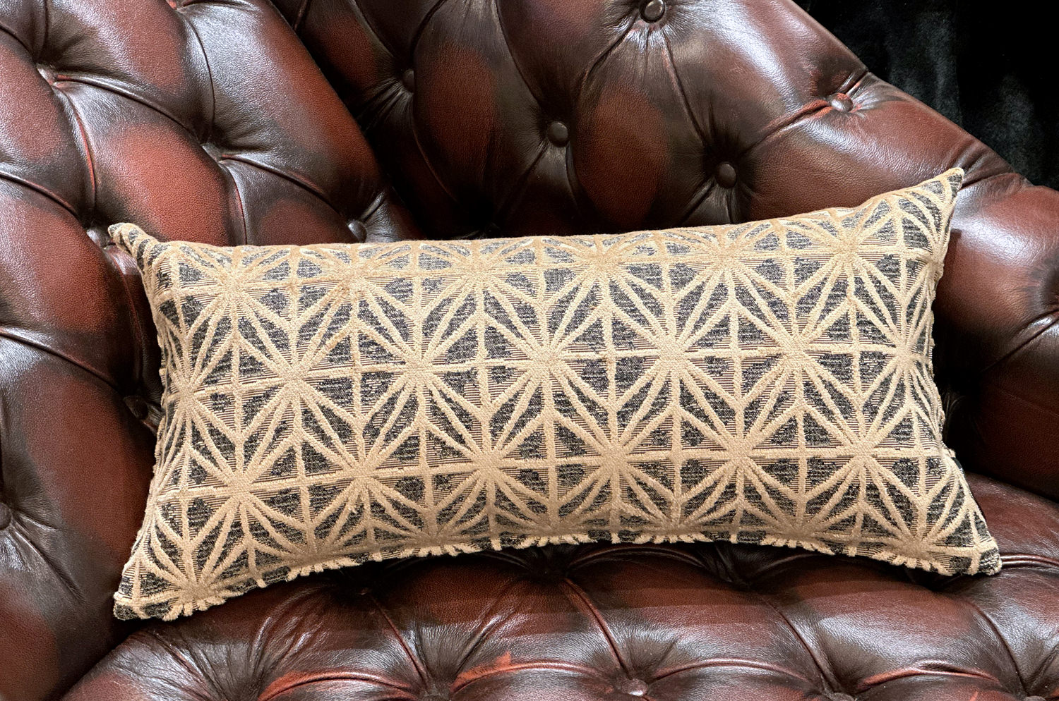 The Pharaon ファラオン ジャガードベルベットクッション (CAMEL) 65×32cm 中材付