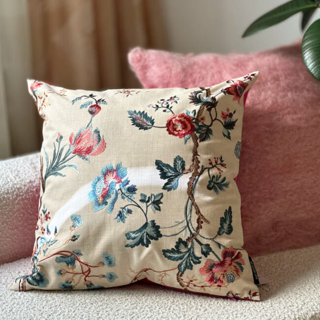 The Château de Rochecotte ロッシュコット城の庭園 刺繍クッションカバー 50×50cm