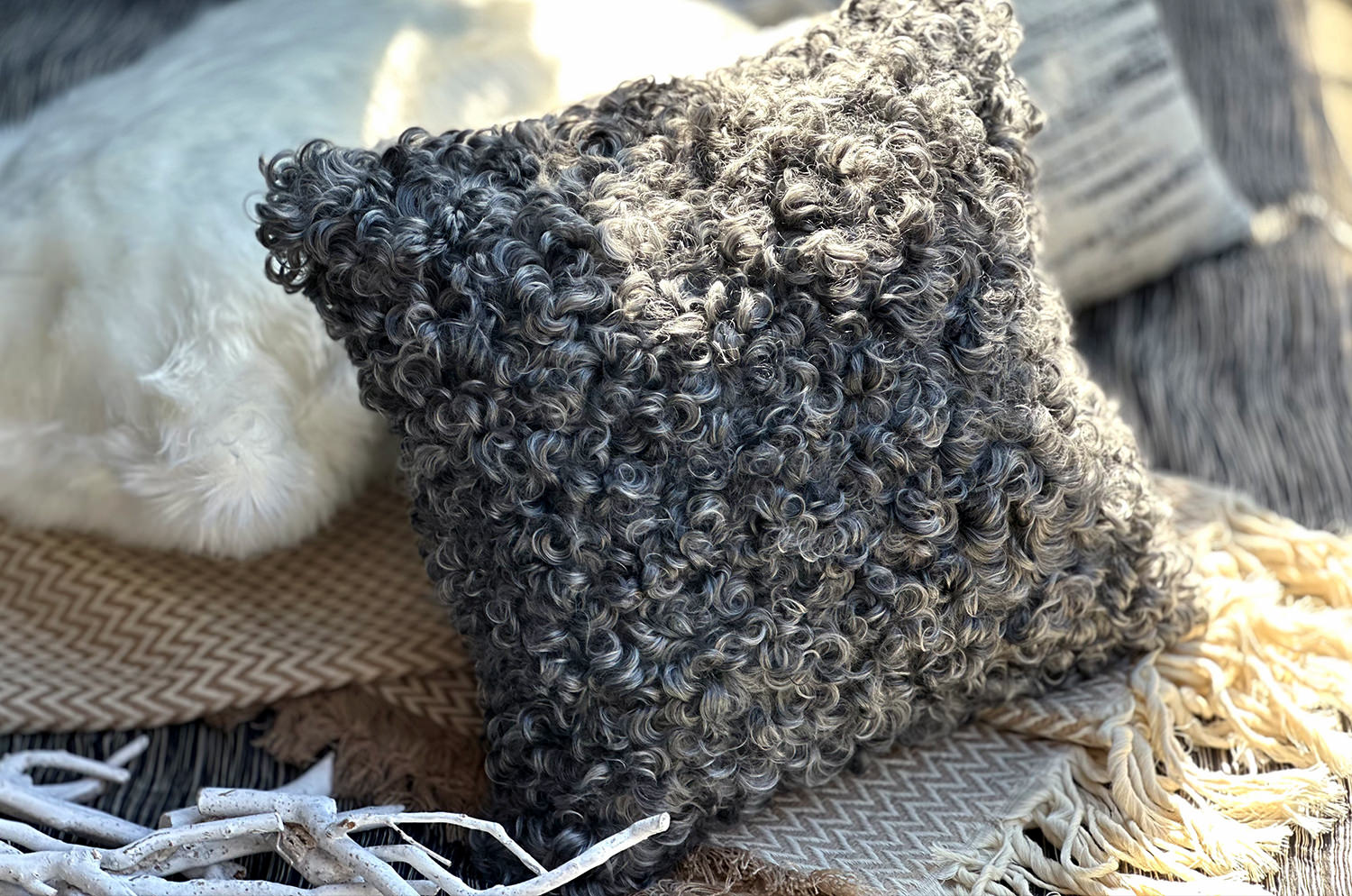 The Gotland Sheep ゴットランドシープクッションカバー (シルキーグレー) 40×40cm