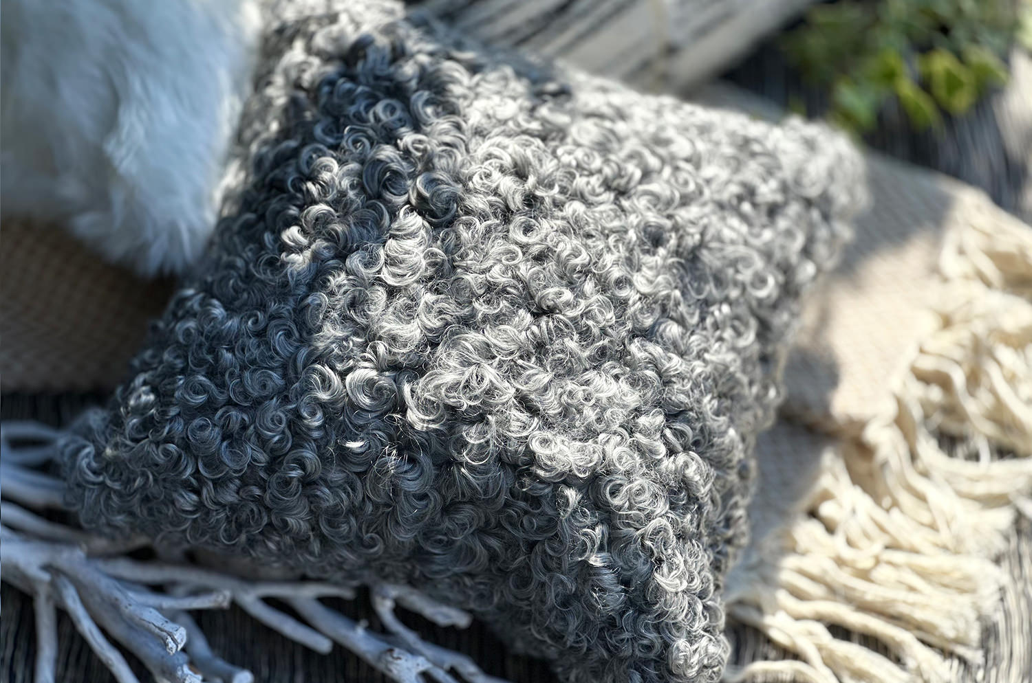 The Gotland Sheep ゴットランドシープクッションカバー (ホワイトグレー) 40×40cm