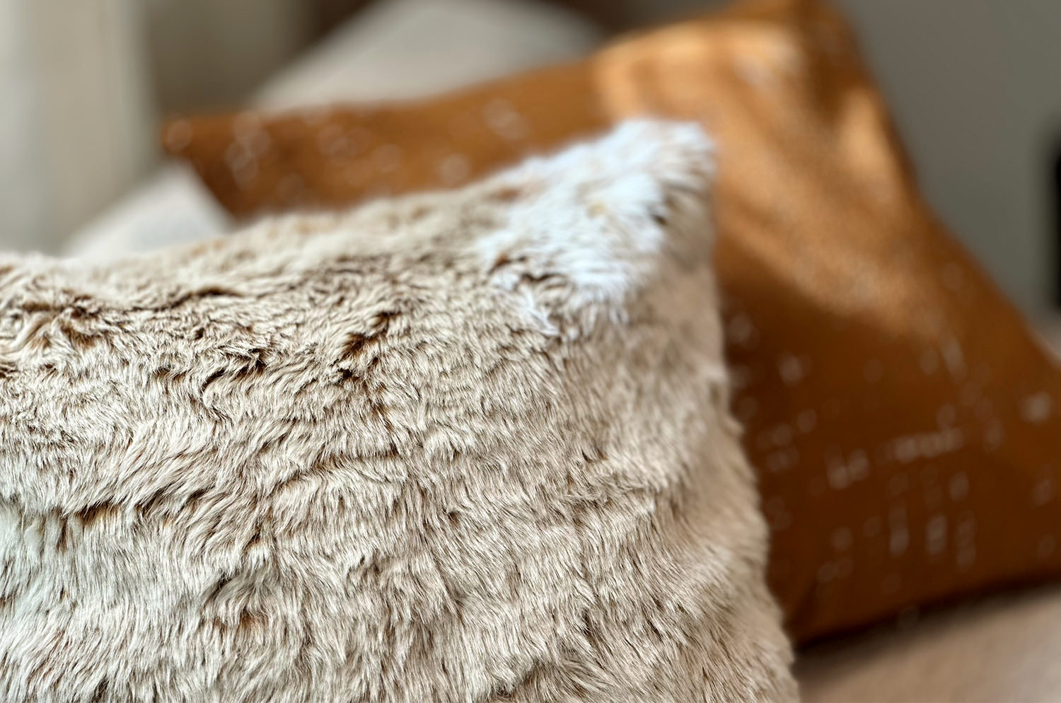 The Snow Top スノートップ エコファークッションカバー（Caramel）40×40cm