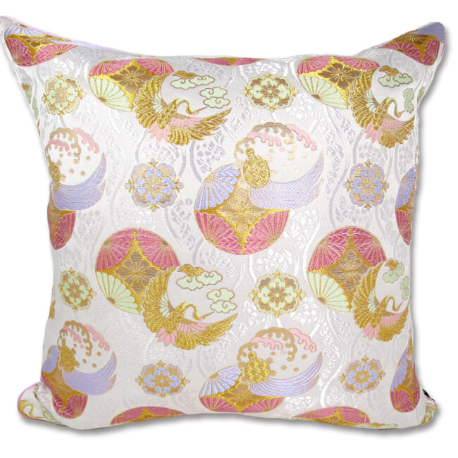 The Kyoto TSURUKAME 鶴亀立涌文様 西陣織 クッションカバー 45×45cm