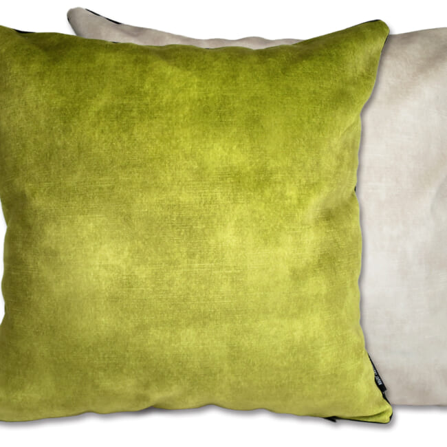 The CASAMANCE カサマンス ニット・ベルベット ツートンクッションカバー (セージ＆アイボリー) 45×45cm