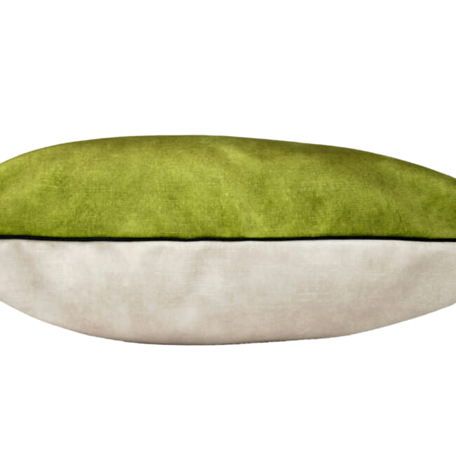 The CASAMANCE カサマンス ニット・ベルベット ツートンクッションカバー (セージ＆アイボリー) 45×45cm