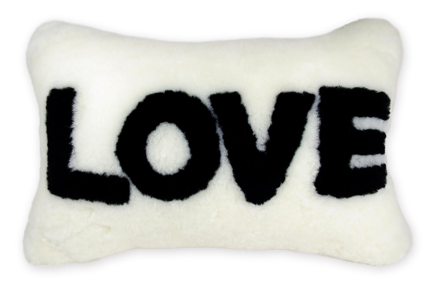 The LOVE ラブ ムートン クッション (ホワイト) 45×30cm 中材付