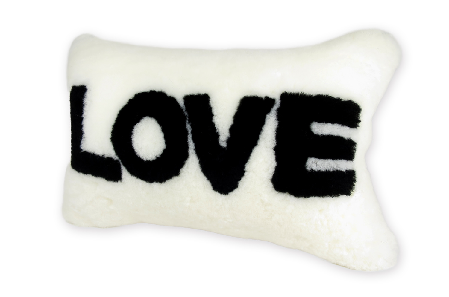 The LOVE ラブ ムートン クッション (ホワイト) 45×30cm 中材付