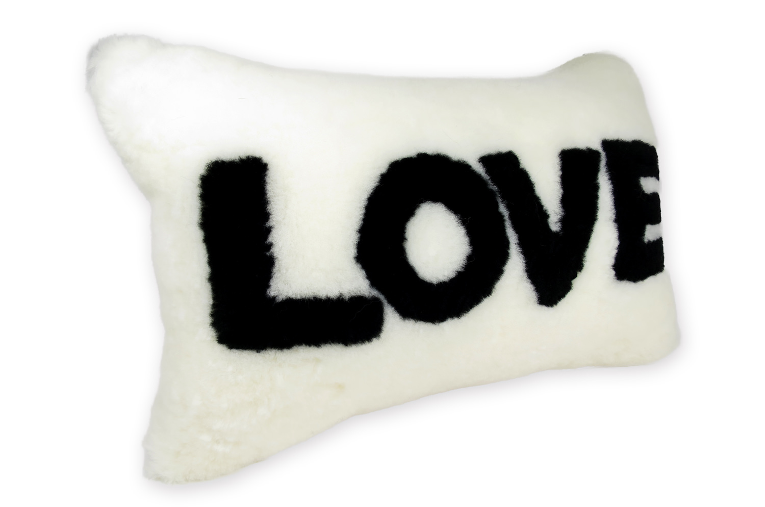 The LOVE ラブ ムートン クッション (ホワイト) 45×30cm 中材付