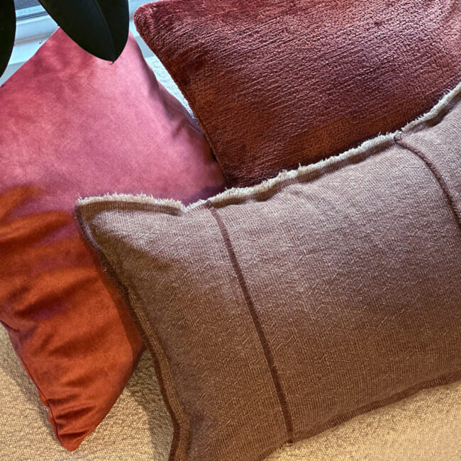 The Pure Fringe 自然素材フリンジ付きクッション リネン&コットン (Rusty) 60×40cm 中材付