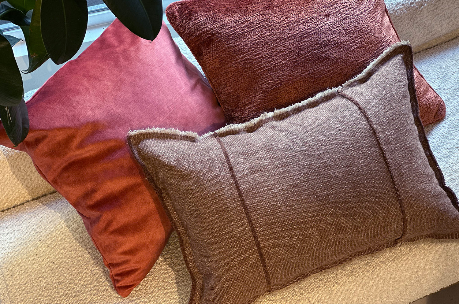 The Pure Fringe 自然素材フリンジ付きクッション リネン&コットン (Rusty) 60×40cm 中材付