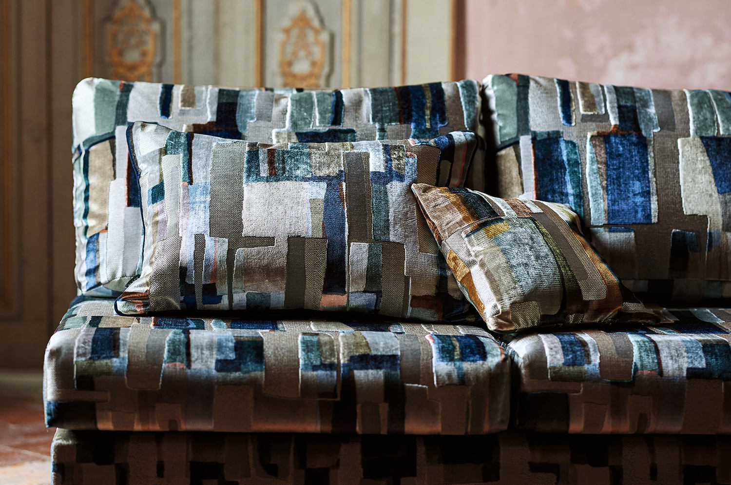 【海外取寄品】BLACK edition(ブラックエディション) Quadrata クッション(Lazurite) 60x40cm 中材付