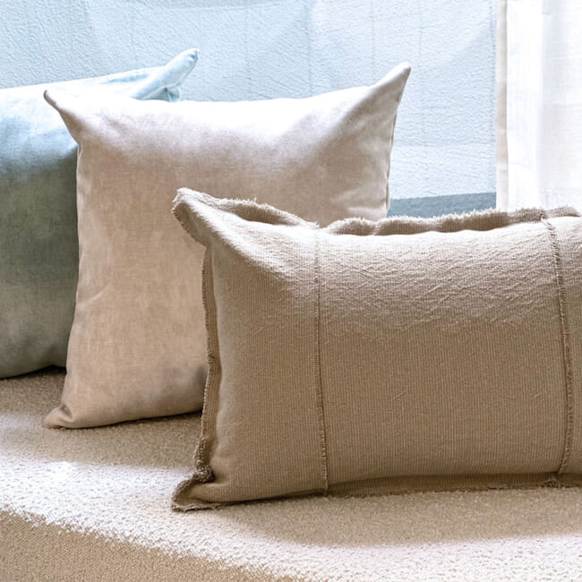 The Pure Fringe 自然素材フリンジ付きクッション リネン&コットン (Natural) 60×40cm 中材付