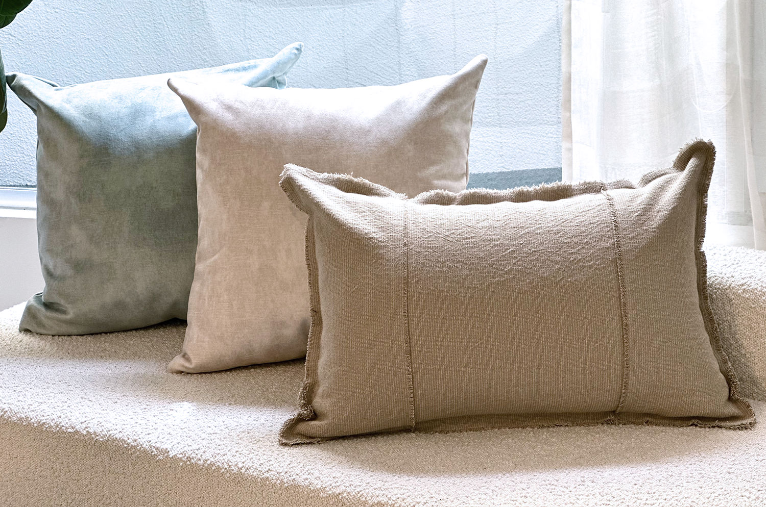 The Pure Fringe 自然素材フリンジ付きクッション リネン&コットン (Natural) 60×40cm 中材付