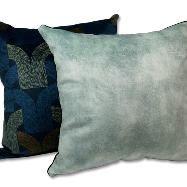 ニット・ベルベット クッションカバー (アクアグリーン) 40×40cm