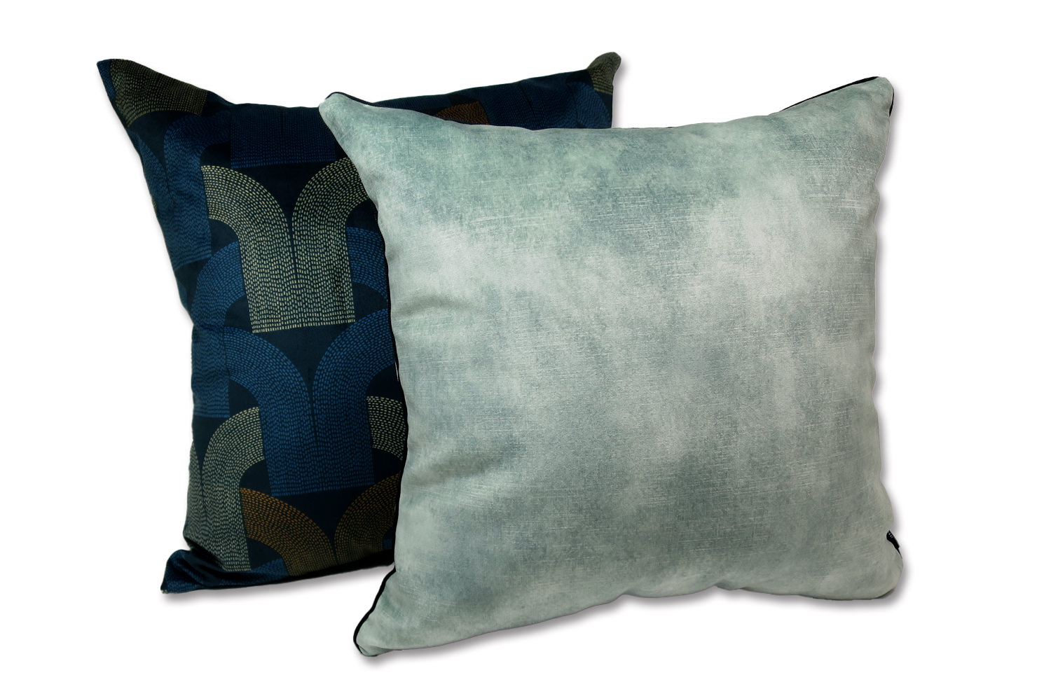 ニット・ベルベット クッションカバー (アクアグリーン) 40×40cm