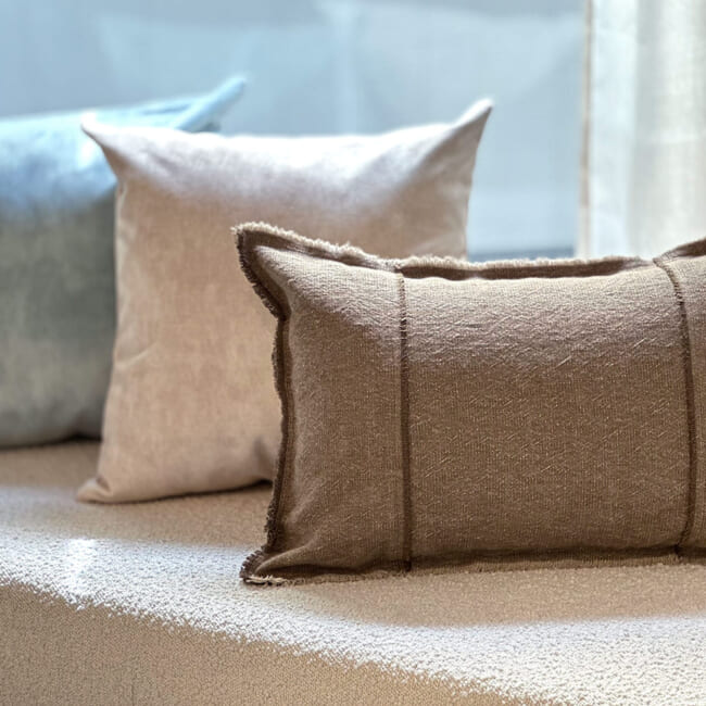 The Pure Fringe 自然素材フリンジ付きクッション リネン&コットン (Cocoa) 60×40cm 中材付