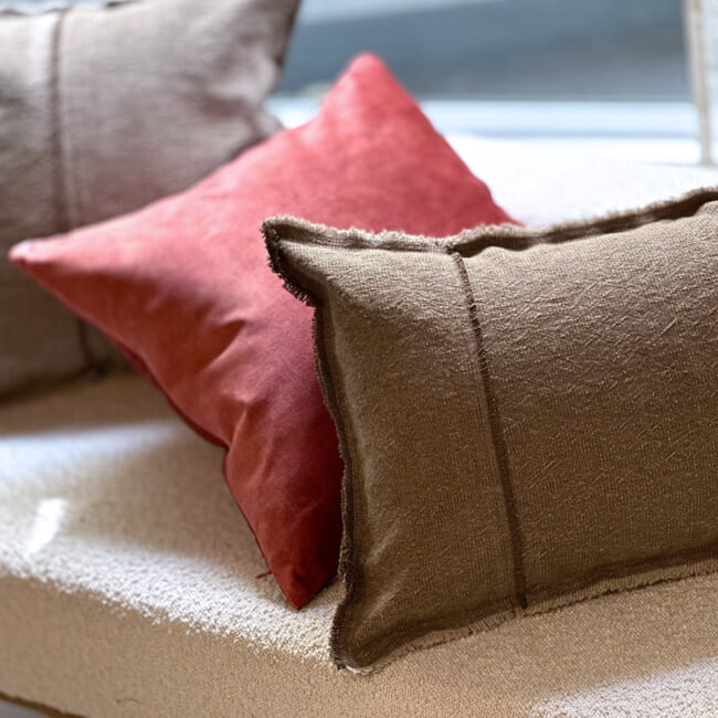 The Pure Fringe 自然素材フリンジ付きクッション リネン&コットン (Cocoa) 60×40cm 中材付