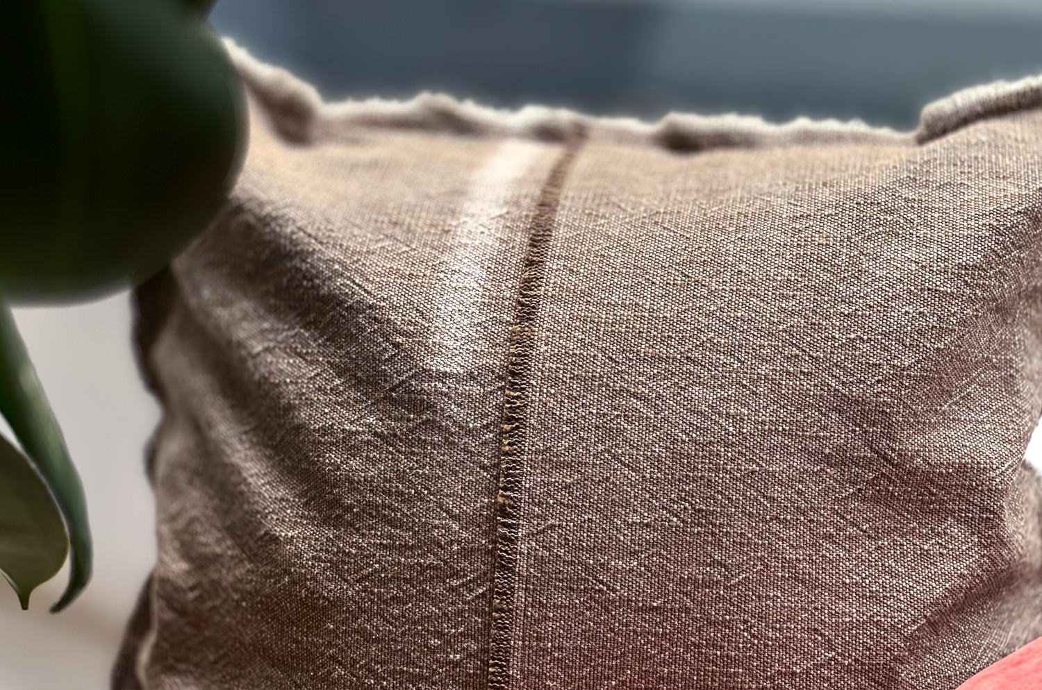 The Pure Fringe 自然素材フリンジ付きクッションカバー リネン&コットン (Cocoa) 50×50cm