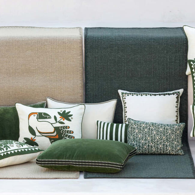 【海外取寄品】ELITIS(エリティス) Aristote クッション(Figuier) 55x40cm 中材付