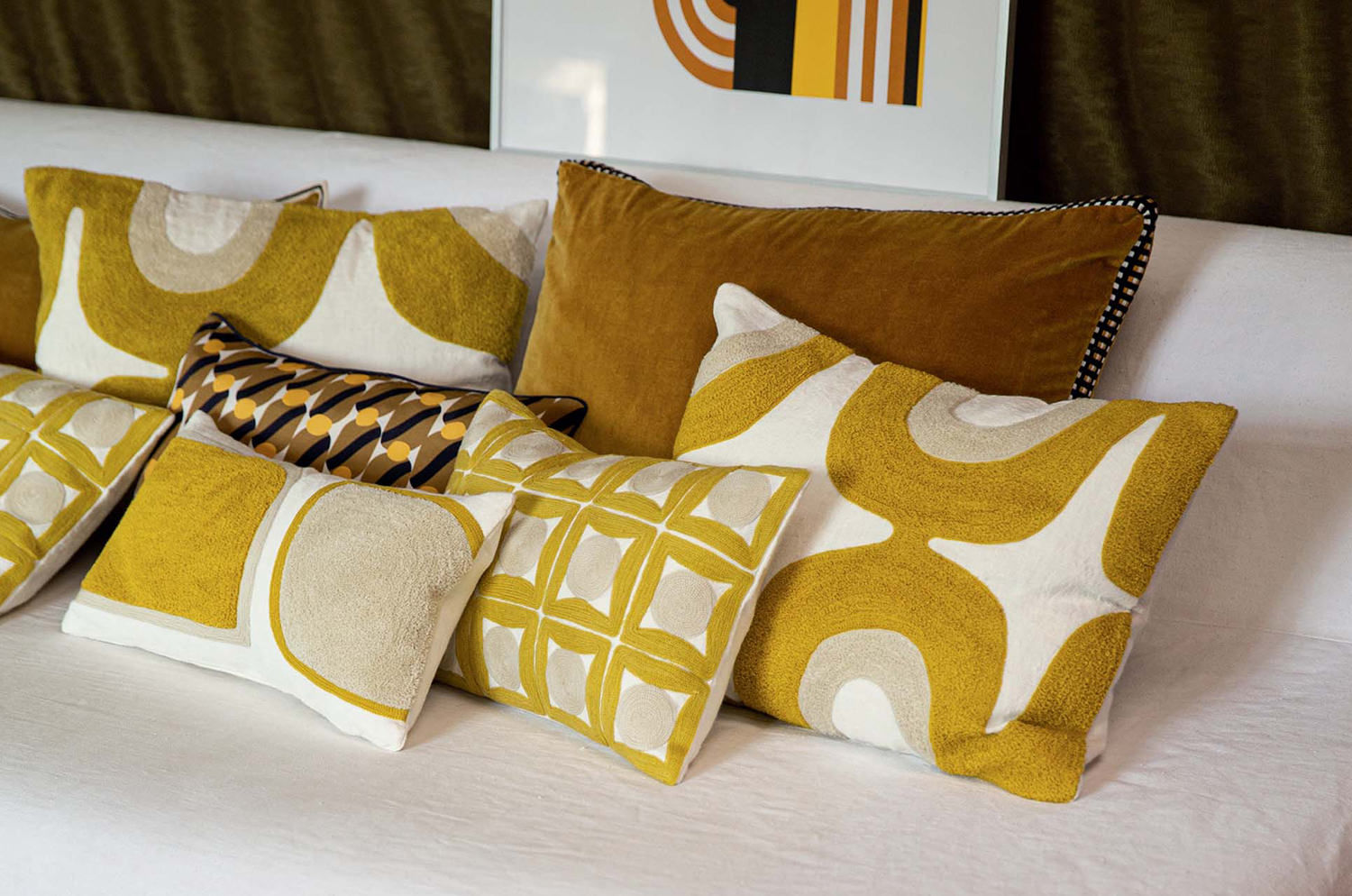 【海外取寄品】ELITIS(エリティス) Broceliande クッション(Lemon) 50x25cm 中材付