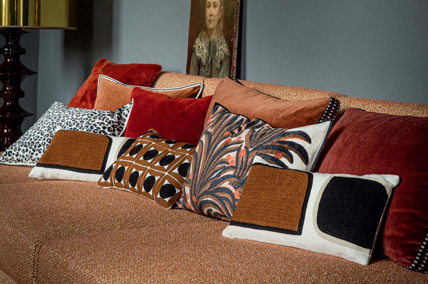 【海外取寄品】ELITIS(エリティス) Broceliande クッション(Tabac) 50x25cm 中材付