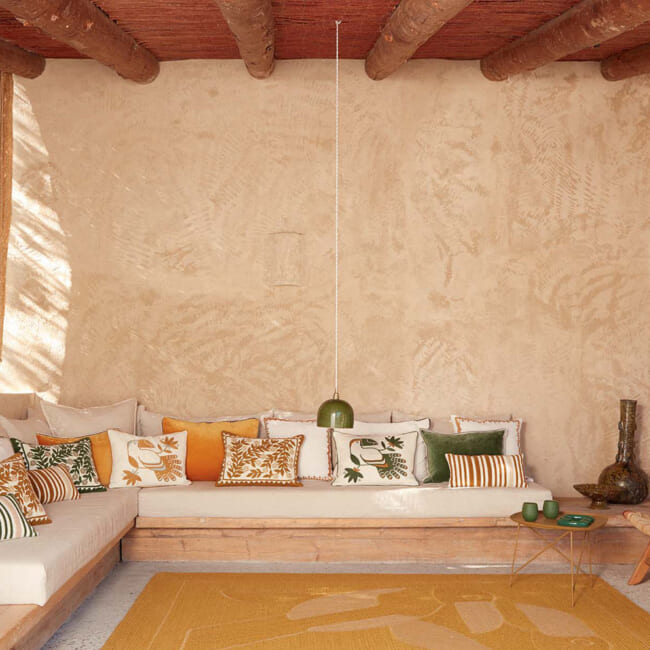 【海外取寄品】ELITIS(エリティス) Canopee クッション(Safran) 55x40cm 中材付