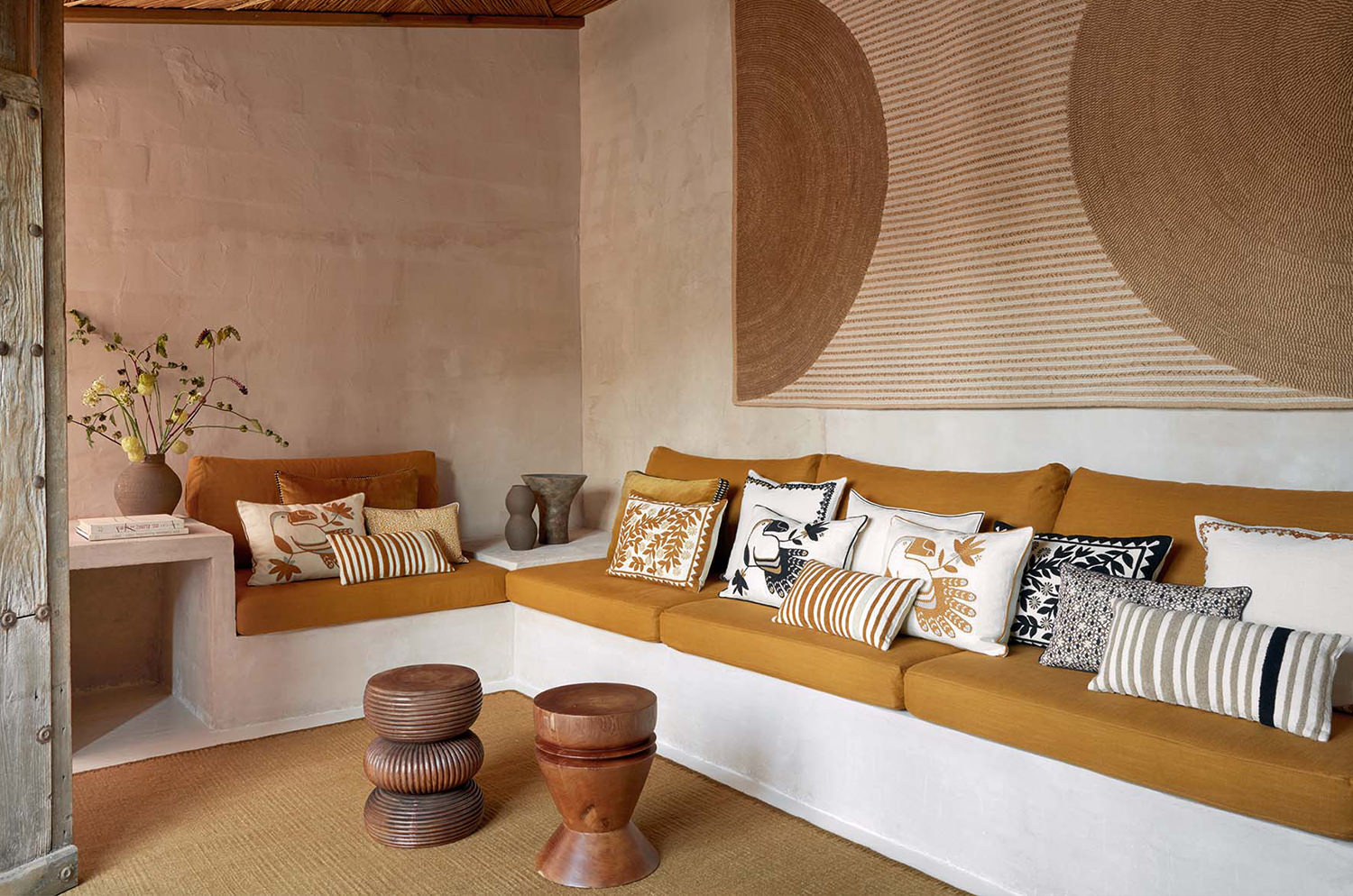 【海外取寄品】ELITIS(エリティス) Canopee クッション(Safran) 55x40cm 中材付