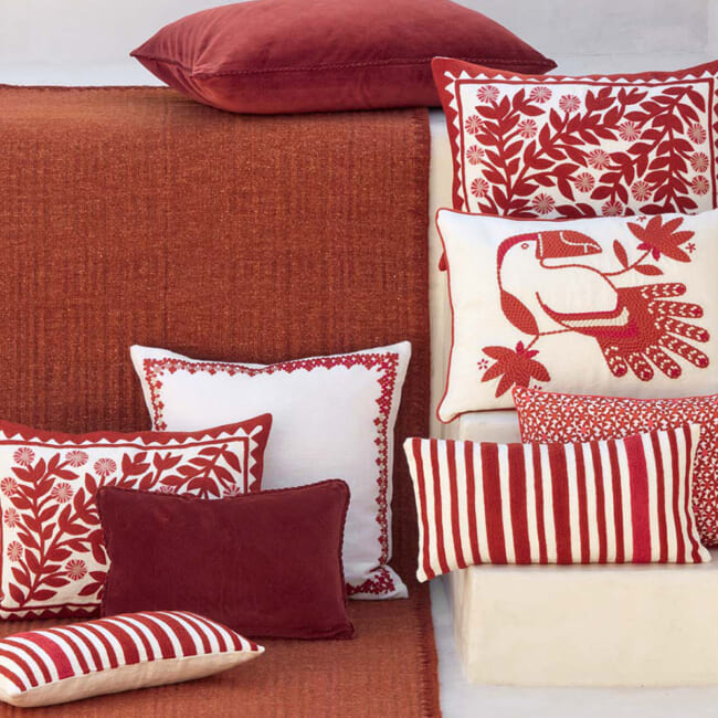 【海外取寄品】ELITIS(エリティス) Canopee クッション(Grenadine) 55x40cm 中材付