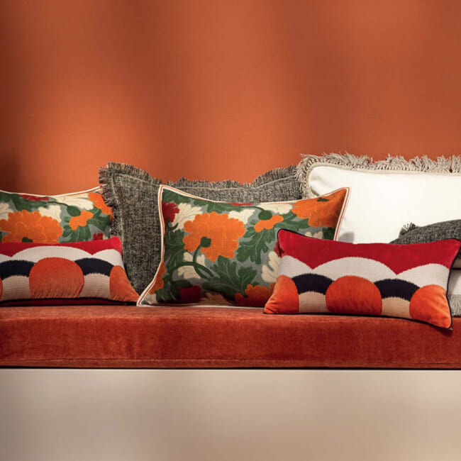 【海外取寄品】ELITIS(エリティス) Celestine クッション(Papaye) 50x25cm 中材付