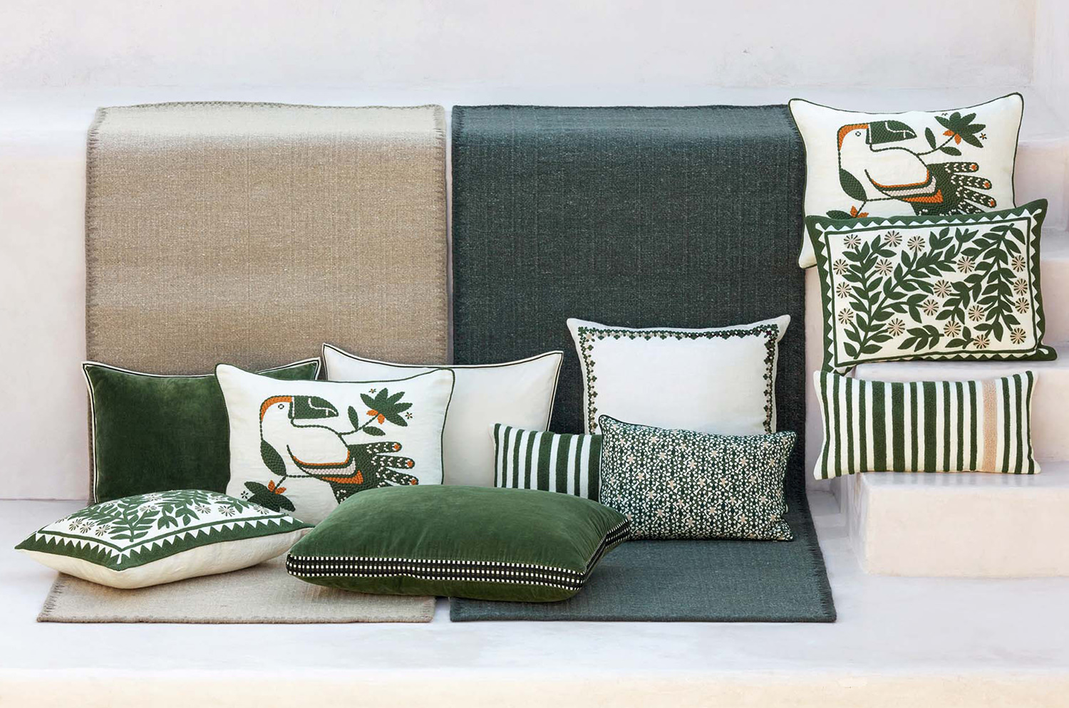 【海外取寄品】ELITIS(エリティス) Cristobal クッション(Figuier) 55x40cm 中材付