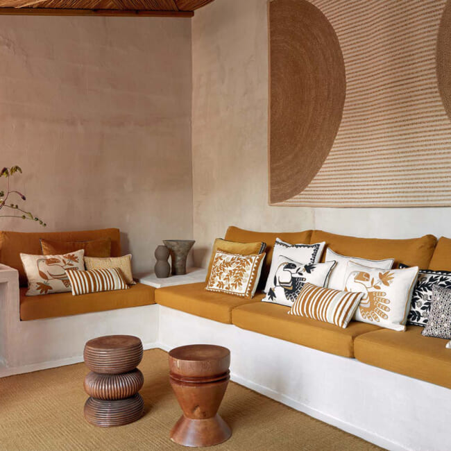 【海外取寄品】ELITIS(エリティス) Monterrey クッション(Safran) 50x25cm 中材付