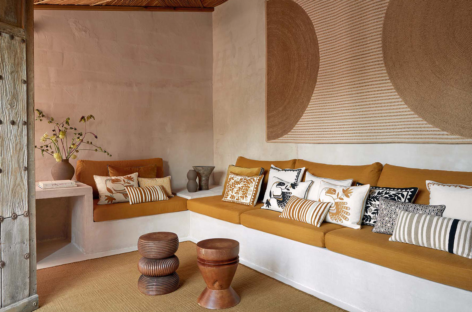 【海外取寄品】ELITIS(エリティス) Monterrey クッション(Safran) 50x25cm 中材付