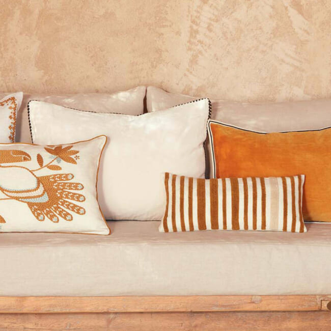 【海外取寄品】ELITIS(エリティス) Monterrey クッション(Safran) 50x25cm 中材付