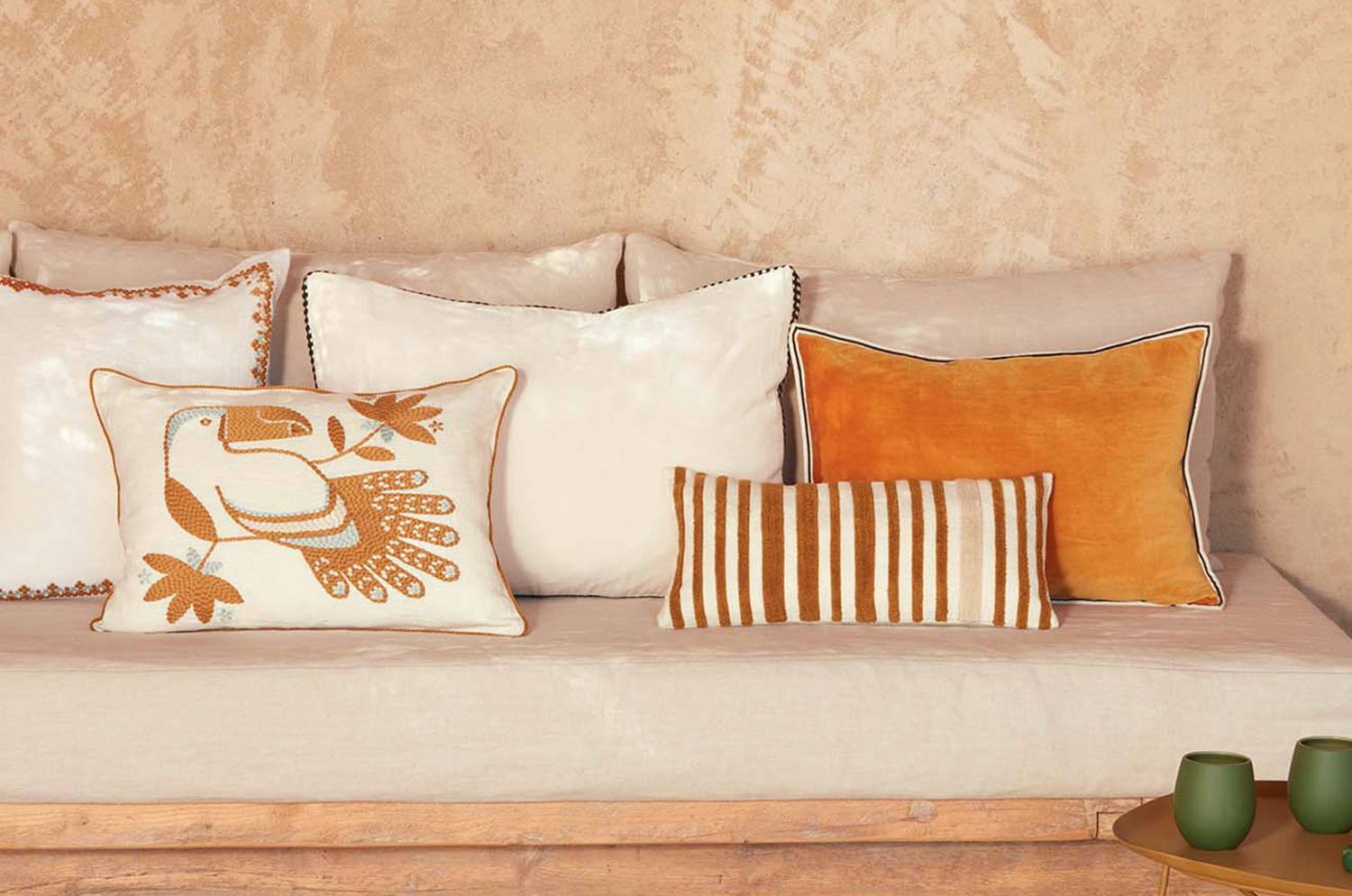 【海外取寄品】ELITIS(エリティス) Monterrey クッション(Safran) 50x25cm 中材付