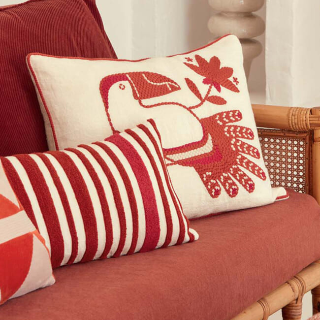 【海外取寄品】ELITIS(エリティス) Monterrey クッション(Grenadine) 50x25cm 中材付