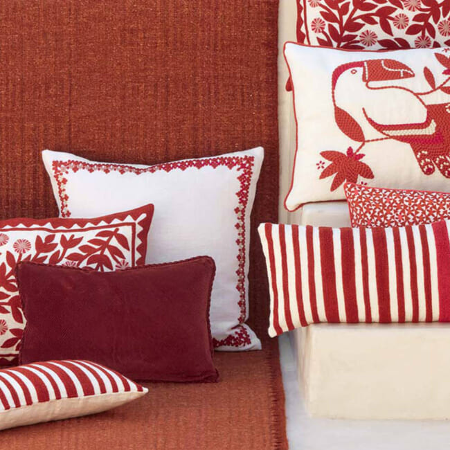 【海外取寄品】ELITIS(エリティス) Monterrey クッション(Grenadine) 50x25cm 中材付