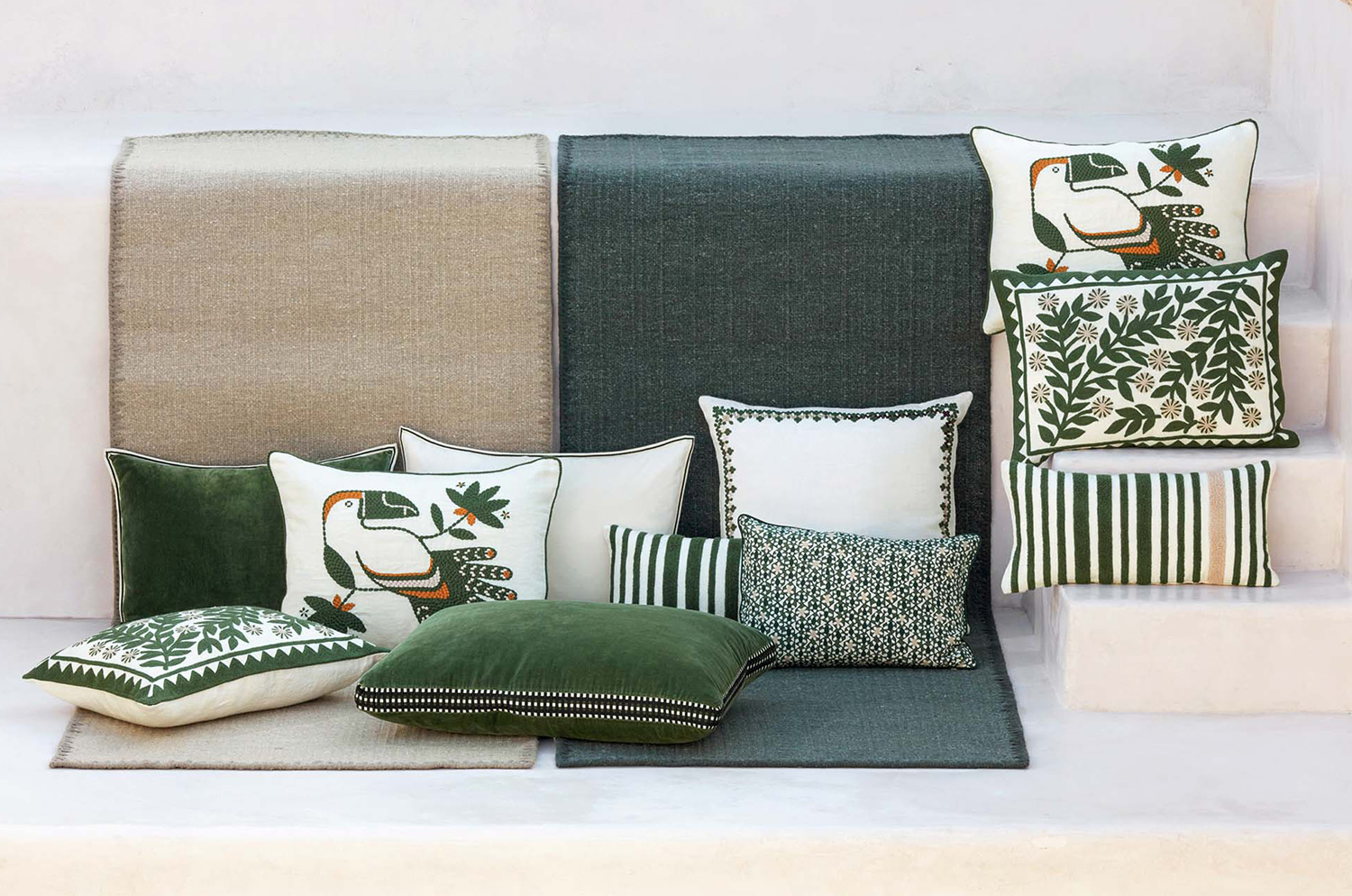 【海外取寄品】ELITIS(エリティス) Monterrey クッション(Figuier) 50x25cm 中材付