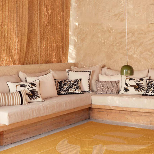 【海外取寄品】ELITIS(エリティス) Monterrey クッション(Réglisse) 50x25cm 中材付