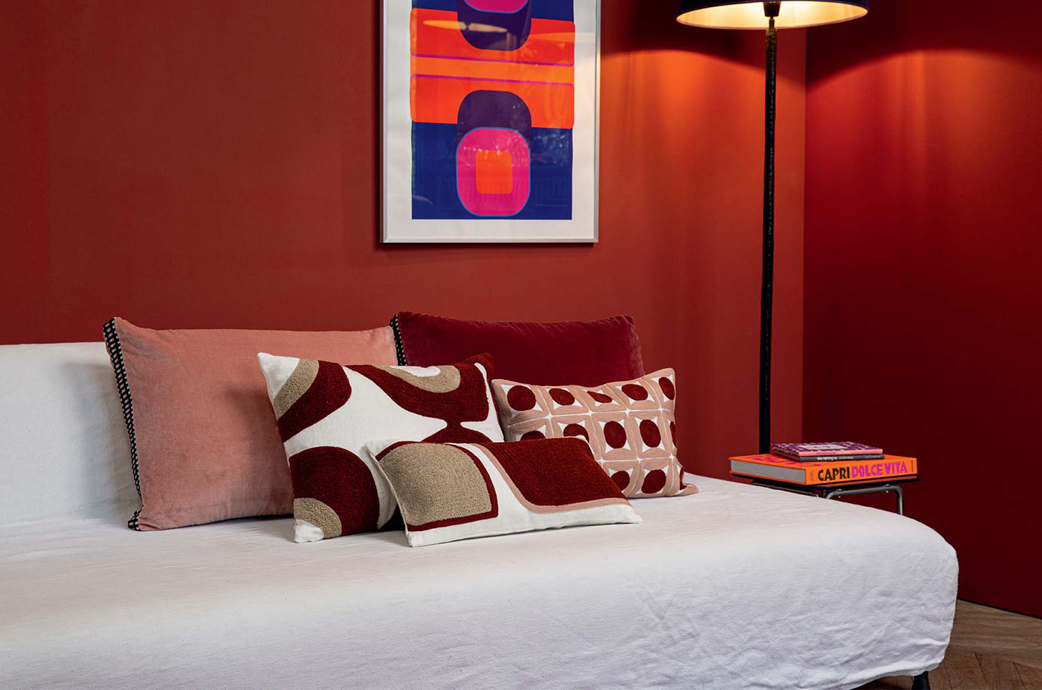 【海外取寄品】ELITIS(エリティス) Nirvana クッション(Rouge vernis) 55x40cm 中材付