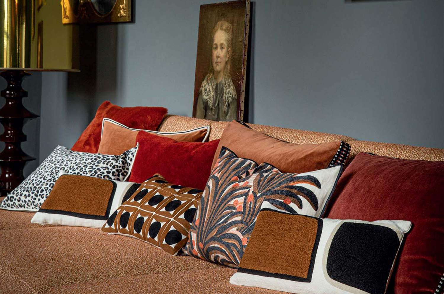 【海外取寄品】ELITIS(エリティス) Samsara クッション(Tabac) 45x30cm 中材付