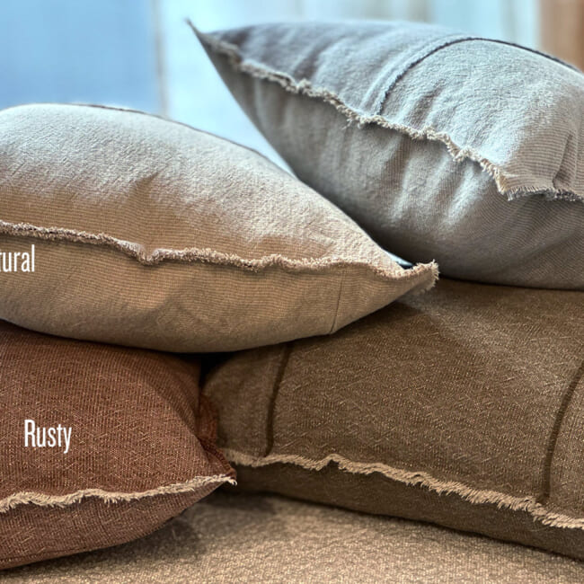 The Pure Fringe 自然素材フリンジ付きクッションカバー リネン&コットン