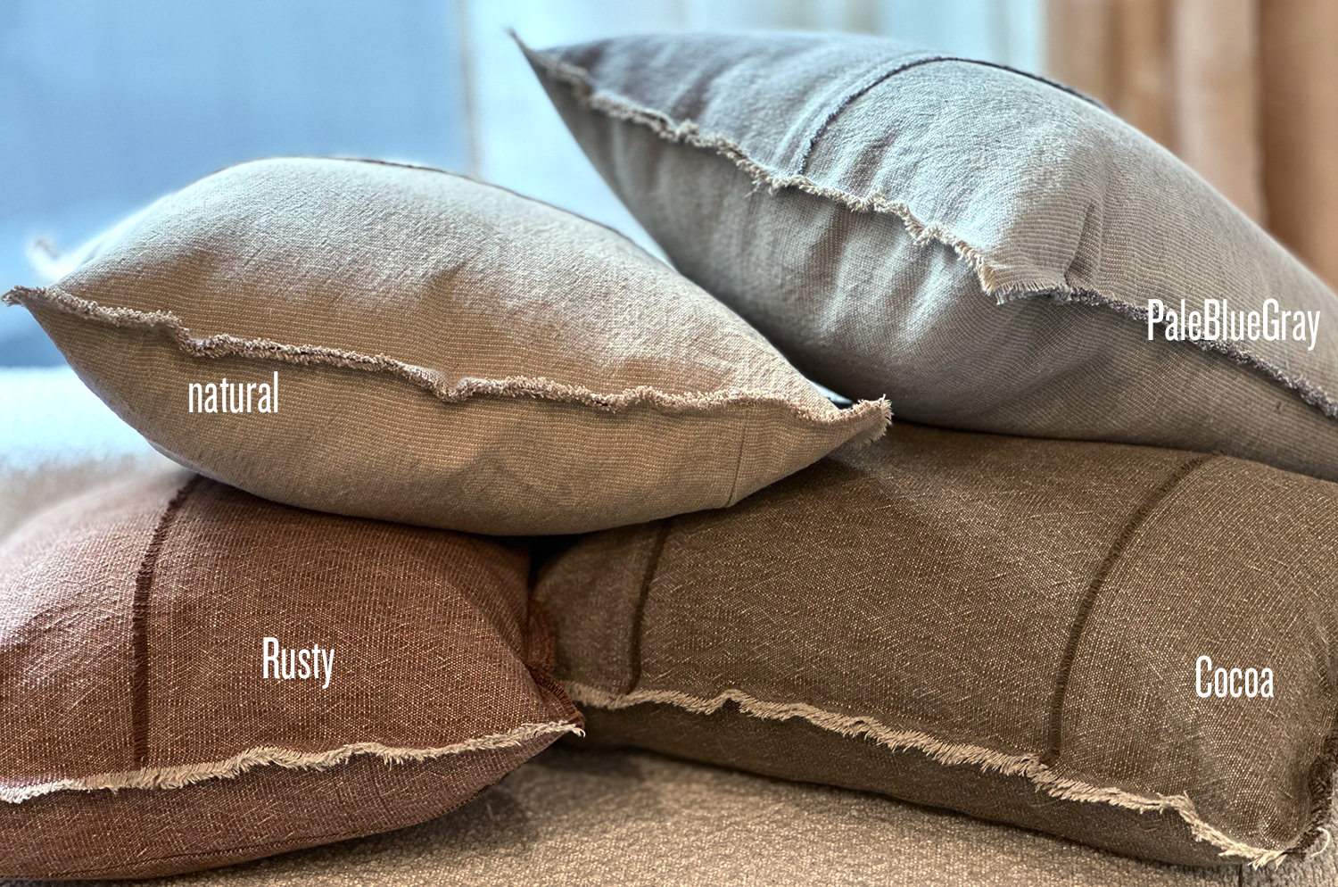The Pure Fringe 自然素材フリンジ付きクッションカバー リネン&コットン