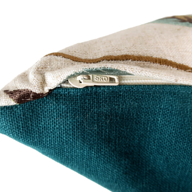 The MORRIS ウイリアムモリス レモンツリー 刺繍クッション(ブルーグリーン) 50×35cm 中材付