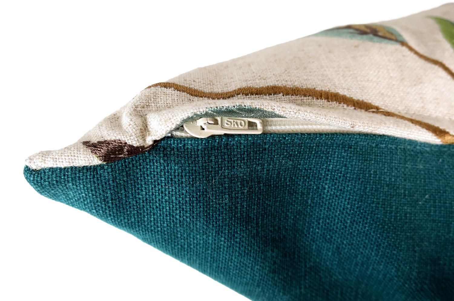 The MORRIS ウイリアムモリス レモンツリー 刺繍クッション(ブルーグリーン) 50×35cm 中材付