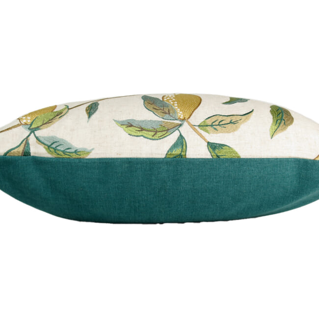 The MORRIS ウイリアムモリス レモンツリー 刺繍クッション(ブルーグリーン) 50×35cm 中材付